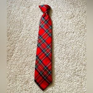 Chaps Boys Red Green Plaid Clip-on Tie Christmas Holiday